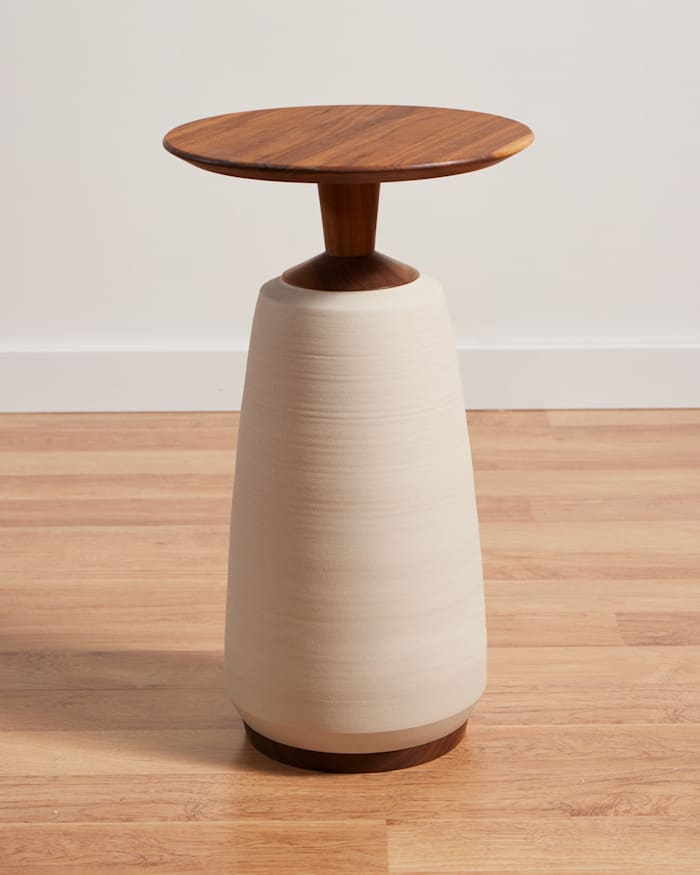 HANDMADE STONEWARE & WOOD COCKTAIL TABLE